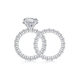 Time Vow - Fashionable Men's And Women's Ring Row Jewelry Set With 5-carat Moissan Diamond S925 Sterling Silver And Platinum-plated Diamond